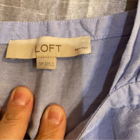 Loft Petite light blue linen/viscose dress SZ SP, GUC, lightweight ruffle hem - Picture 3 of 8